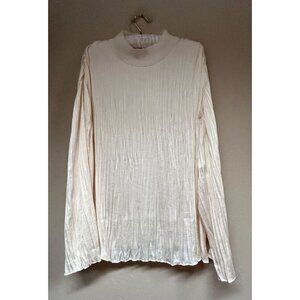 Vince Women Long Sleeve Crinkled Pleat Chiffon Top XXL Zip Pullover New $275